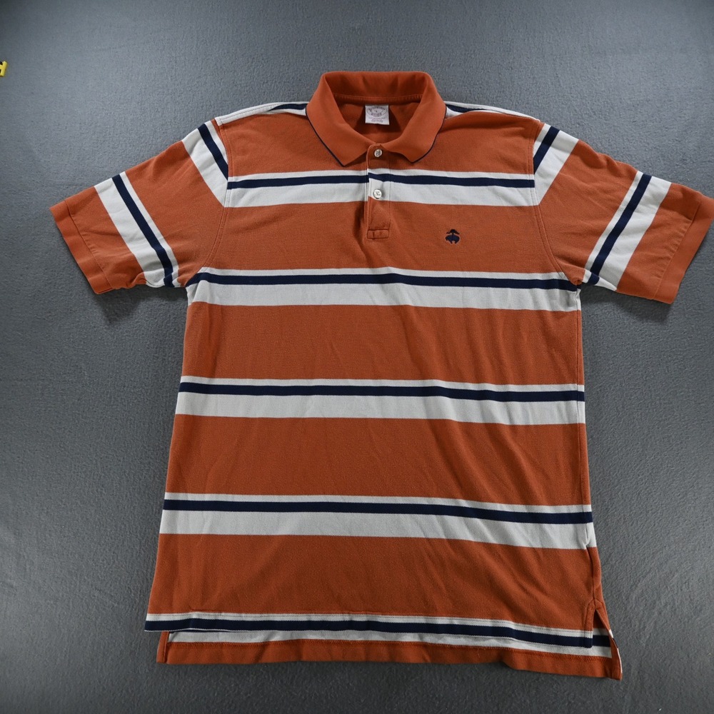 Brooks Brothers Mens Performance Polo Originalβ Fit Shirt Large Orange Striped